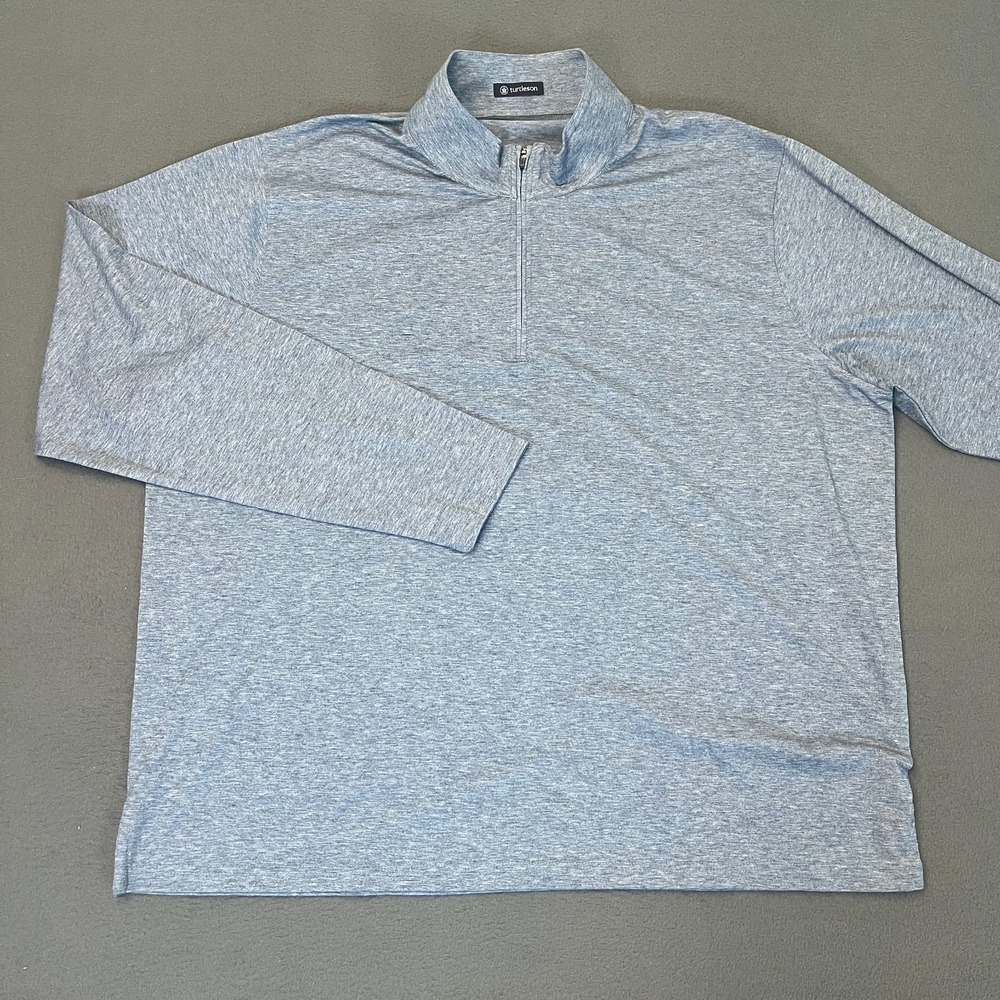 Turtleson Mens Size 2XL‎ 1/4 Zip Pullover Blue Golf Logo Stretch Mock Neck